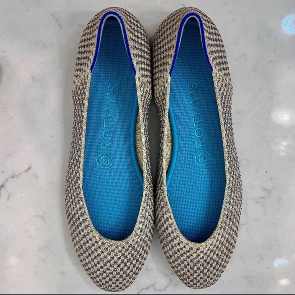 Rothy's Nib  Limited Edition Multi Metallic Sparkling Round  Flats sz 11